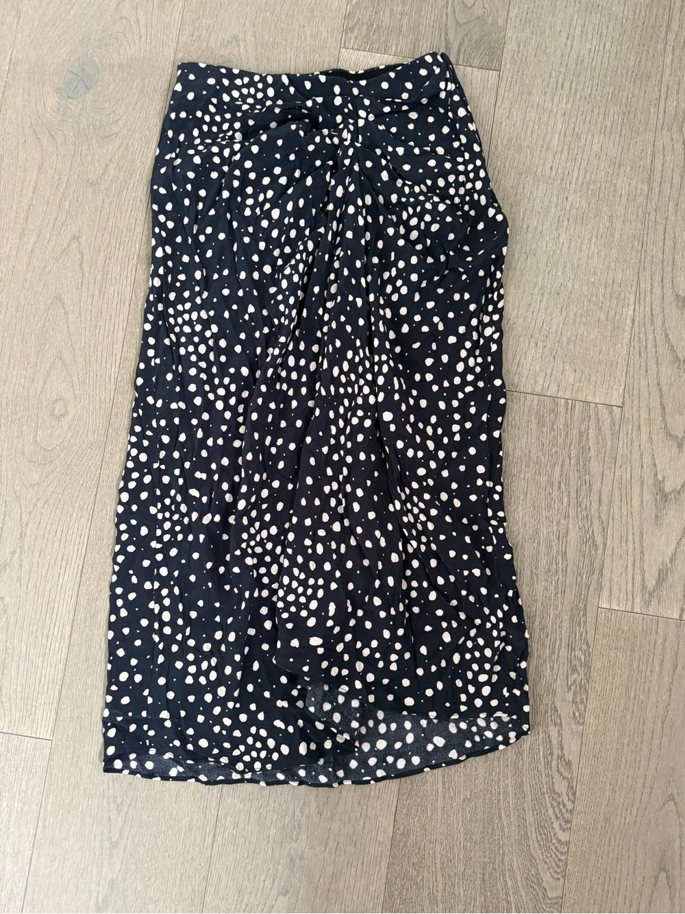 ba&sh Dopera Black Polka Dot Draped Midi Skirt Size 34 US 2